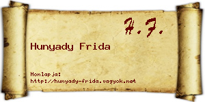 Hunyady Frida névjegykártya